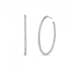 Roberto Coin 18K White Gold Large Inside Outside Diamond Hoops earrings