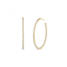 Roberto Coin 18Kt Gold Large Inside Outside Diamond Hoop Earrings