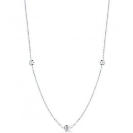 Roberto Coin 18 Karat White Gold Necklace With Three Diamond Stations
