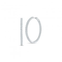 Roberto Coin 18Kt Gold Large Inside Outside Diamond Hoop Earrings