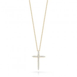 Roberto Coin 18K Yellow Gold Tiny Treasures Diamond Sliver Cross Necklace