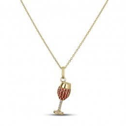Roberto Coin 18K Yellow Gold Tiny Treasures Diamond And Orange Sapphire Wine Glass Necklace