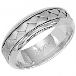 14KW Gents Woven Sand Blasted Texture Wedding Band - 6.5 Mm - Size 10