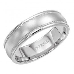 14KW Gents Satin Textured Wedding Band - 6.5 Mm - Size 10