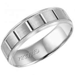 14KW Gents Engraved Wedding Band -6Mm -Size 10