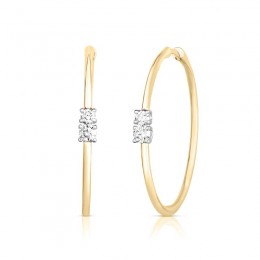 Roberto Coin 18K Yellow Gold And 0.45ctw Diamond 30mm Hoop Earrings