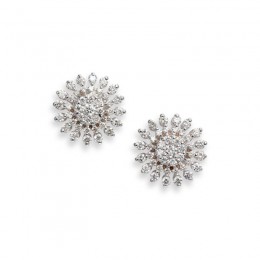 Roberto Coin  White Gold Diamond Sunburst Stud Earrings - Small