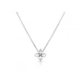 Roberto Coin 18K White Gold Love In Verona Small Diamond Flower Necklace