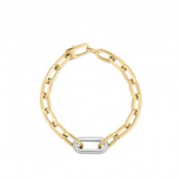 Roberto Coin 18K Yellow Gold Designer Gold Diamond Thin Link Bracelet