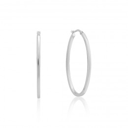 Roberto Coin 18K White Gold Oval Hoop Earrings
