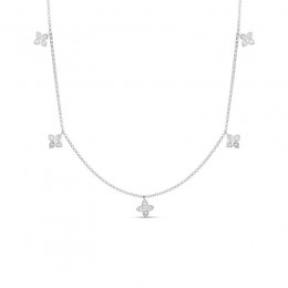 Roberto Coin 18K White Gold Flower Station Dangle Necklace