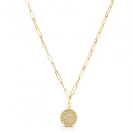 Roberto Coin Venetian Princess Small Diamond Medallion Necklace