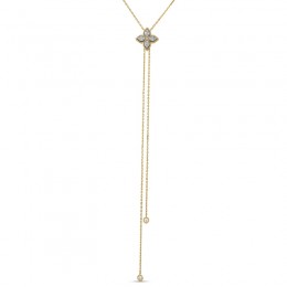 Roberto Coin 18K Yellow/White Gold Princess Flower Pave Diamond Lariat Necklace