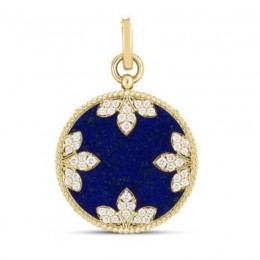 Roberto Coin 18K Yellow Gold Medallion Lapis And Diamond Pendant