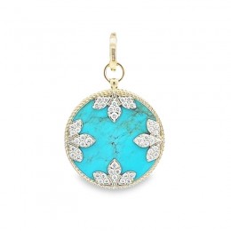 Roberto Coin 18K Yellow Gold Medallion Turquoise And Diamond Detachable Pendant