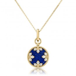 Roberto Coin Small Lapis Lazuli & Diamond Medallion Disc Pendant