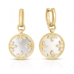 Roberto Coin Diamond & Mother of Pearl Circle Dangle Hoop Earrings