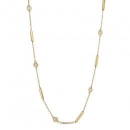 Roberto Coin 18K Yellow Gold Diamonds By The Inch Bar And Bezel Station Long Necklace