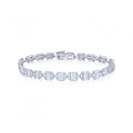 Sunburst Line Bracelet With Emerald Cut Diamonds