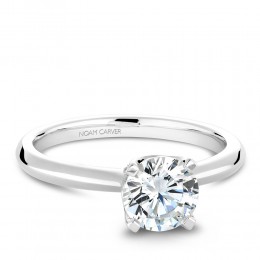 A Noam Carver 18K White Gold Semi Mounting With .23Ctw In Diamonds. G/H, Si. Crafted To Fit A 2 Ct Round Diamond, Sold Separately.