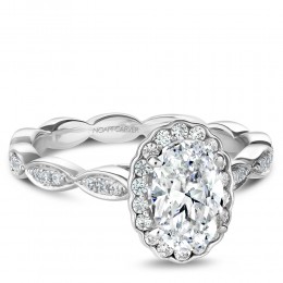 A Noam Carver 18K White Gold Semi Mounting With .29Ctw In Diamonds. G/H, Si. Crafted To Fit A 1 Ct Oval Diamond, Sold Separately.