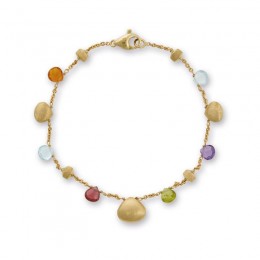 18K Mixed Stone and Gold Teardrop Bracelet