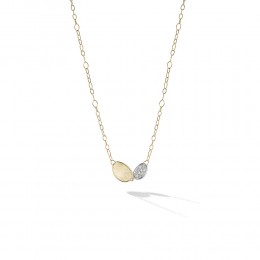 Marco Bicego Lunaria Diamond Petite Double Leaf Necklace