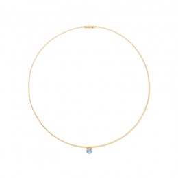 Marco Bicego Masai 18K Yellow Gold Coil Necklace With Aquamarine Station