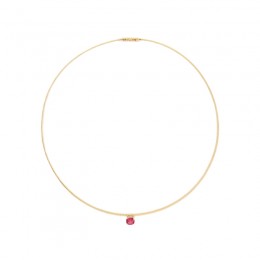 Marco Bicego Masai 18K Yellow Gold Coil Necklace With Pink Tourmaline Station