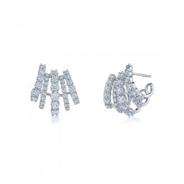 Lyric Five-Row Huggie Earrings with Diamonds