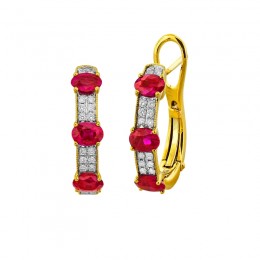 Huggie Hoop Earrings with Ruby