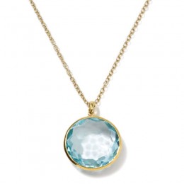 IPPOLITA Lollipop® Blue Topaz Medium Pendant Necklace in 18K Gold with Diamond Pav