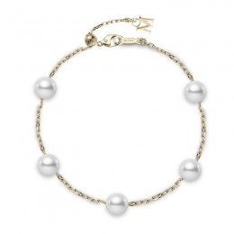Mikimoto Akoya Cultured Pearl Station Bracelet in 18K Yellow Gold