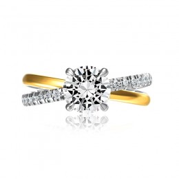18K White And Yellow Gold Ring Semi Mounting Engagement Ring
