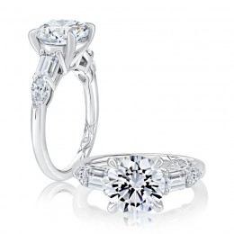 Round Halo Pav&eacute; Diamond Engagement Ring