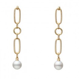 Mikimoto Akoya Cultured Pearl M Code Chain Earrings