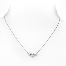 Mikimoto 18k White Gold Three Akoya Pearl Station Necklace