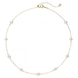Mikimoto Akoya Cultured Pearl Station Necklace in 18K Yellow Gold