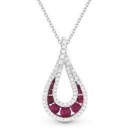 14K White Gold Ruby And Diamond Pendant