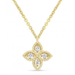 14K Yellow Gold Diamond Flower Pendant