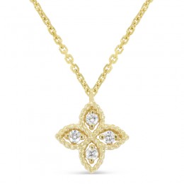 14K Yellow Gold Diamond Flower Pendant