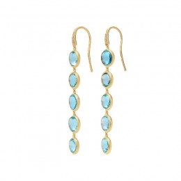 Marco Bicego Jaipur 18K Yellow Gold Blue Topaz Earrings With Diamonds