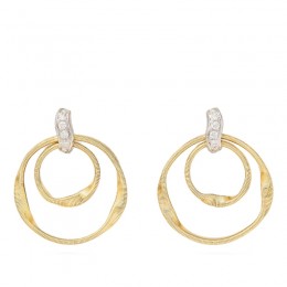 Marco Bicego Marrakech 18K Yellow Gold Circular Coil Earrings With Diamonds