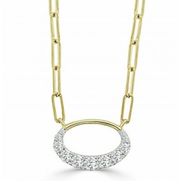 14K Yellow & White Gold Small Oval Clip Diamond Pendant