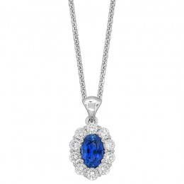 Blue Sapphire And Diamond Pendant