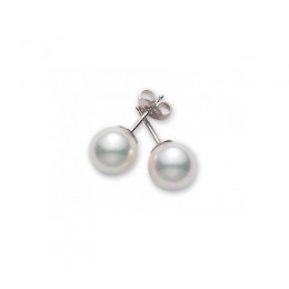 Mikimoto 18k white gold rhodium plated Everyday Essentials pearl stud earrings, 7.5-8mm/AAA akoya pearls