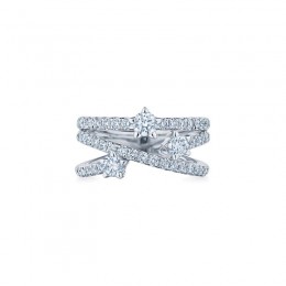 Starry Night Crossover Ring with Diamonds