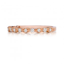 Henri Daussi Rose Gold Half Way Diamond Band