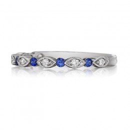 Henri Daussi White Gold Sapphire And Diamond Band