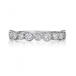 Henri Daussi White Gold Half Way Diamond Bezel Set Band